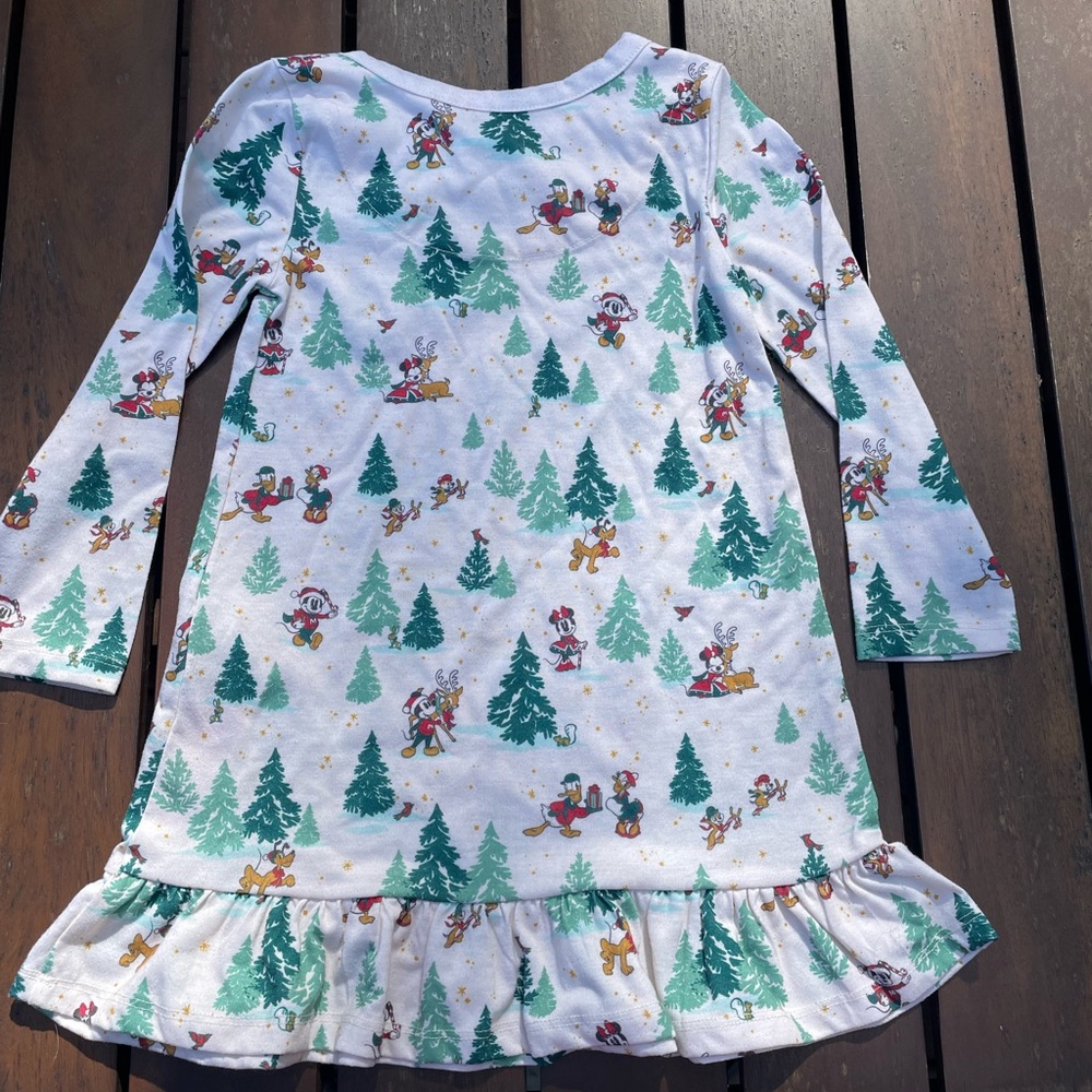 Disney White & Green Holiday Tree Print Kids Nightgown 4